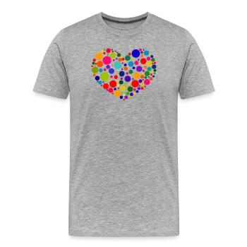 Spotty Heart T-Shirt | Bright Colourful Dots Love - Men's Premium Organic T-Shirt - heather grey - Front - Damien (186cm)