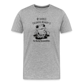 Mémoire d’enfance Responsabilité Grenouille - T-shirt bio Premium Homme - gris chiné - Devant - Damien (186cm)