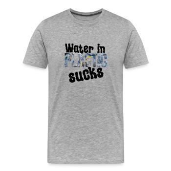 Water in plastic is annoying - Men's Premium Organic T-Shirt - heather grey - Front - Damien (186cm)