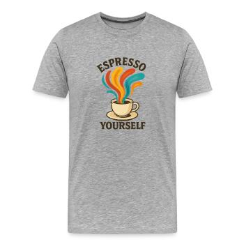 Espresso Yourself - Men's Premium Organic T-Shirt - heather grey - Front - Damien (186cm)