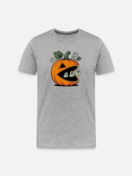 Halloween Pumpkin Gamer Artwork - Men's Premium Organic T-Shirt - heather grey