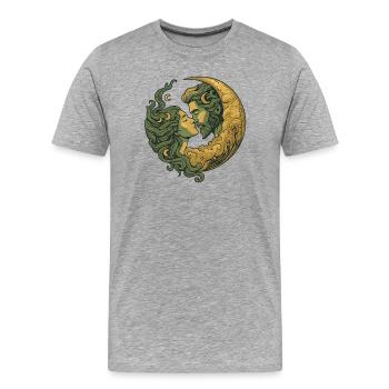 Küssendes Liebespaar im Mondlicht - Männer Premium Bio T-Shirt - Grau meliert - Vorne - Damien (186cm)