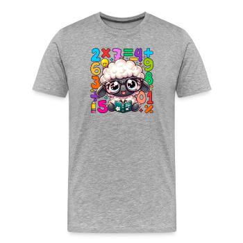 Number Day Sheep Scholar Reading Math - Men's Premium Organic T-Shirt - heather grey - Front - Damien (186cm)