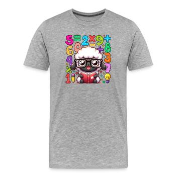 Number Day Math Sheep Reading Glasses - Men's Premium Organic T-Shirt - heather grey - Front - Damien (186cm)