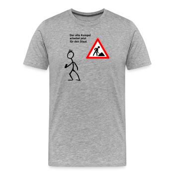 Arbeit beim Staat - Männer Premium Bio T-Shirt - Grau meliert - Vorne - Damien (186cm)