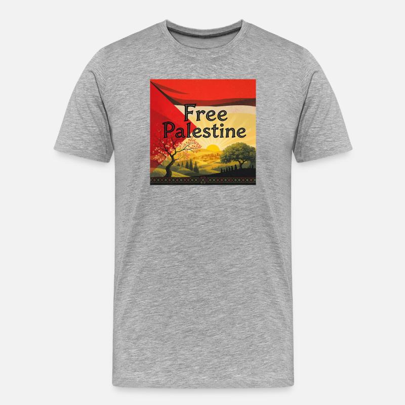 Palestine - Männer Premium Bio T-Shirt - Grau meliert