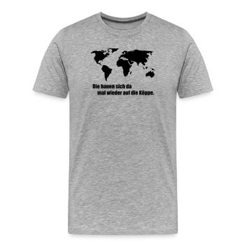 Weltkarte - Männer Premium Bio T-Shirt - Grau meliert - Vorne - Damien (186cm)