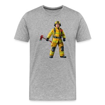 Feuerwehrmann - Cooles Helden-Logo - Männer Premium Bio T-Shirt - Grau meliert - Vorne - Damien (186cm)