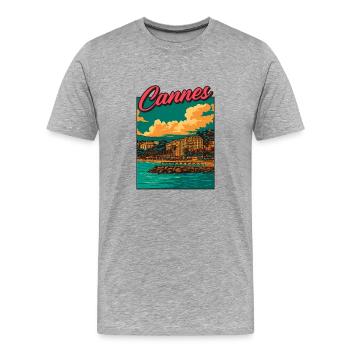 Cannes - T-shirt bio Premium Homme - gris chiné - Devant - Damien (186cm)