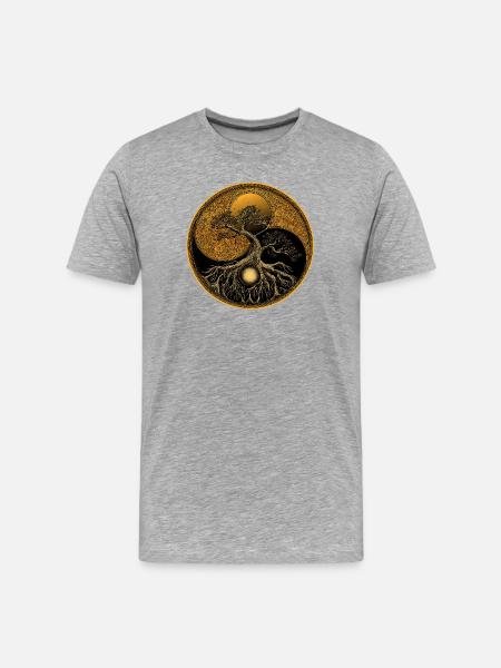 Baum des Lebens - Männer Premium Bio T-Shirt - Grau meliert