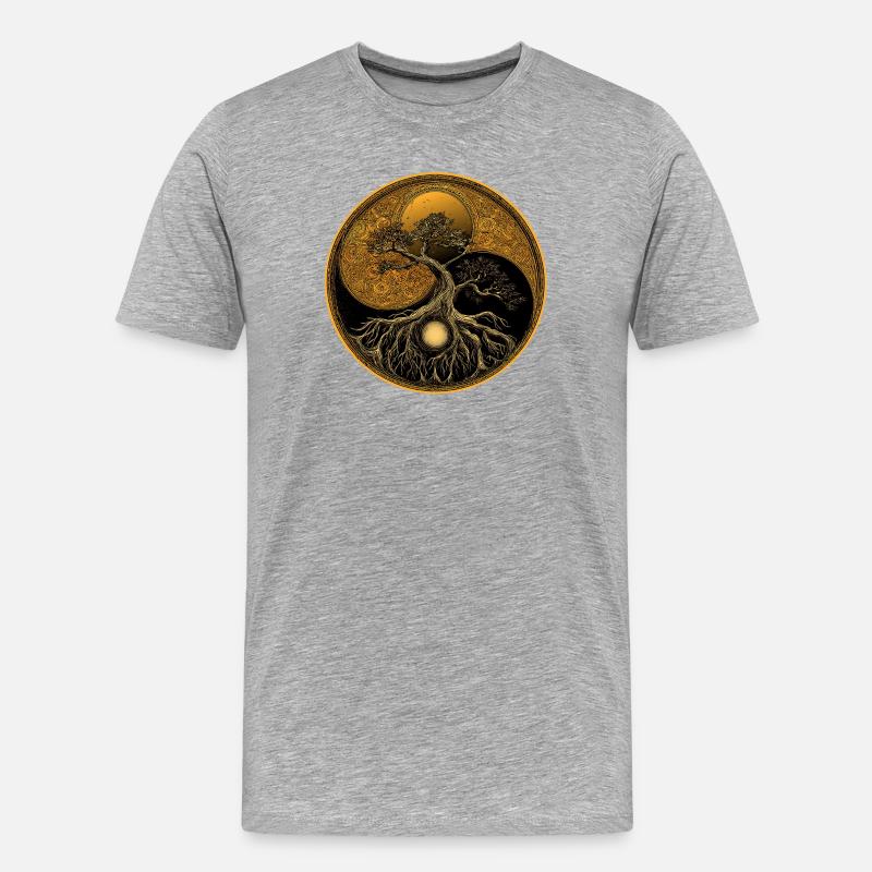 Baum des Lebens - Männer Premium Bio T-Shirt - Grau meliert