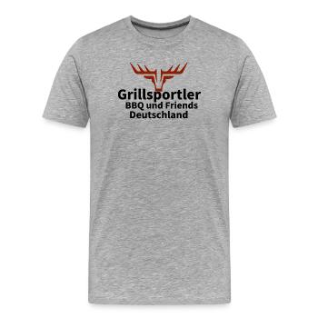 Tête de cerf Silhouette rouille - T-shirt bio Premium Homme - gris chiné - Devant - Damien (186cm)