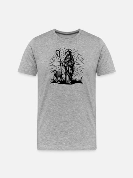 Illustration du Bon Pasteur - T-shirt bio Premium Homme - gris chiné