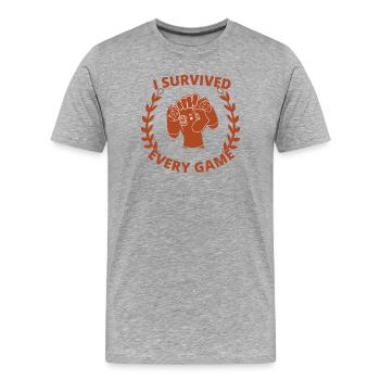 Ich überlebte jedes Spiel - Männer Premium Bio T-Shirt - Grau meliert - Vorne - Damien (186cm)