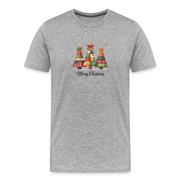 Patchwork-Christbaum-Trio - Männer Premium Bio T-Shirt - Grau meliert - Vorne - Damien (186cm)