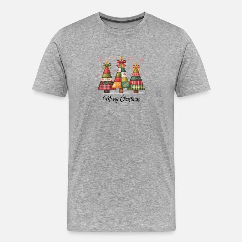 Patchwork-Christbaum-Trio - Männer Premium Bio T-Shirt - Grau meliert