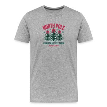 Ferme d’arbres de Noël du pôle Nord - T-shirt bio Premium Homme - gris chiné - Devant - Damien (186cm)