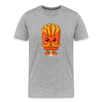 Personnage de Kawaii Fries Heart - T-shirt bio Premium Homme - gris chiné - Devant - Damien (186cm)