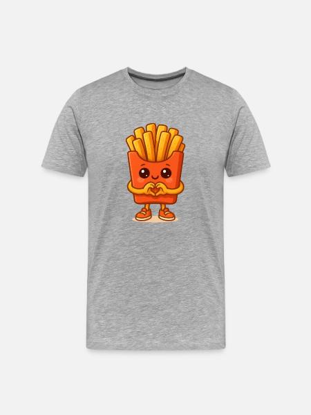 Kawaii Fries Heart Character - Men's Premium Organic T-Shirt - heather grey