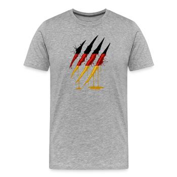 Griffe Allemagne Drapeau Scratch Trace - T-shirt bio Premium Homme - gris chiné - Devant - Damien (186cm)