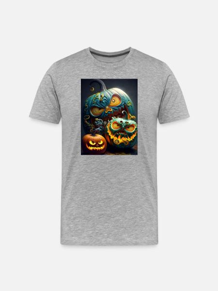 Glowing Halloween Pumpkins - Men's Premium Organic T-Shirt - heather grey