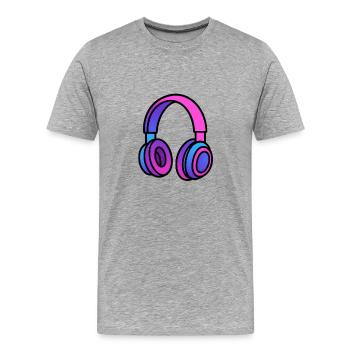 Neon Gradient Kopfhörer Illustration - Männer Premium Bio T-Shirt - Grau meliert - Vorne - Damien (186cm)