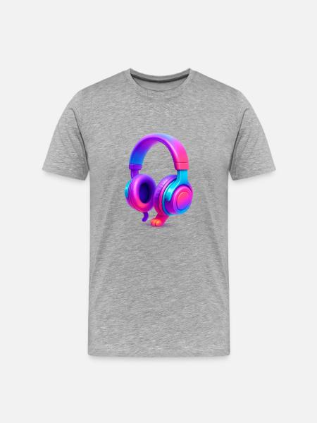 Casque Neon Gradient - T-shirt bio Premium Homme - gris chiné