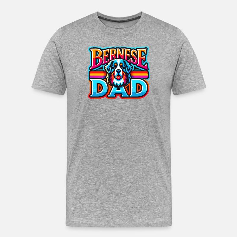 Berner Papa Regenbogen Retro, Hund Vater - Männer Premium Bio T-Shirt - Grau meliert