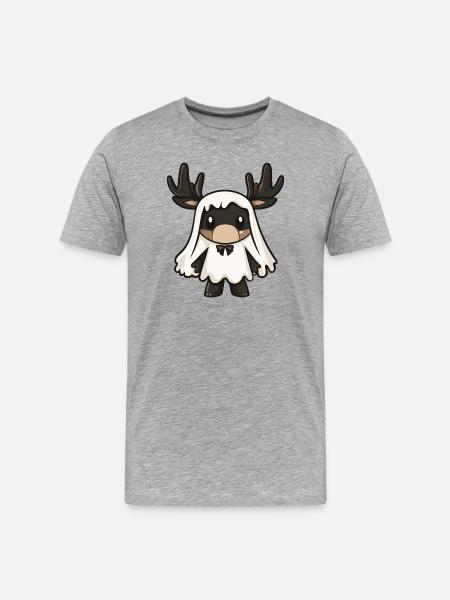 Moose Halloween Ghost - Men's Premium Organic T-Shirt - heather grey
