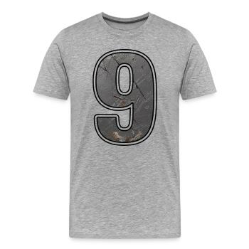 Rostiges Neun im Metall-Look - Männer Premium Bio T-Shirt - Grau meliert - Vorne - Damien (186cm)