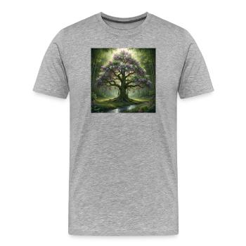 Forest tree with lilac blossoms - Men's Premium Organic T-Shirt - heather grey - Front - Damien (186cm)
