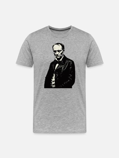 Noir Charles Baudelaire Portrait Cigarette - Men's Premium Organic T-Shirt - heather grey