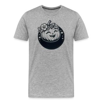 freundlicher Kürbis mit Blumen - Männer Premium Bio T-Shirt - Grau meliert - Vorne - Damien (186cm)