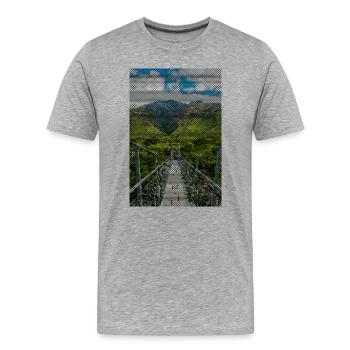 Grid path in the vineyard panorama - Men's Premium Organic T-Shirt - heather grey - Front - Damien (186cm)