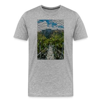 Coeur Pixel Paysage Verts - T-shirt bio Premium Homme - gris chiné - Devant - Damien (186cm)