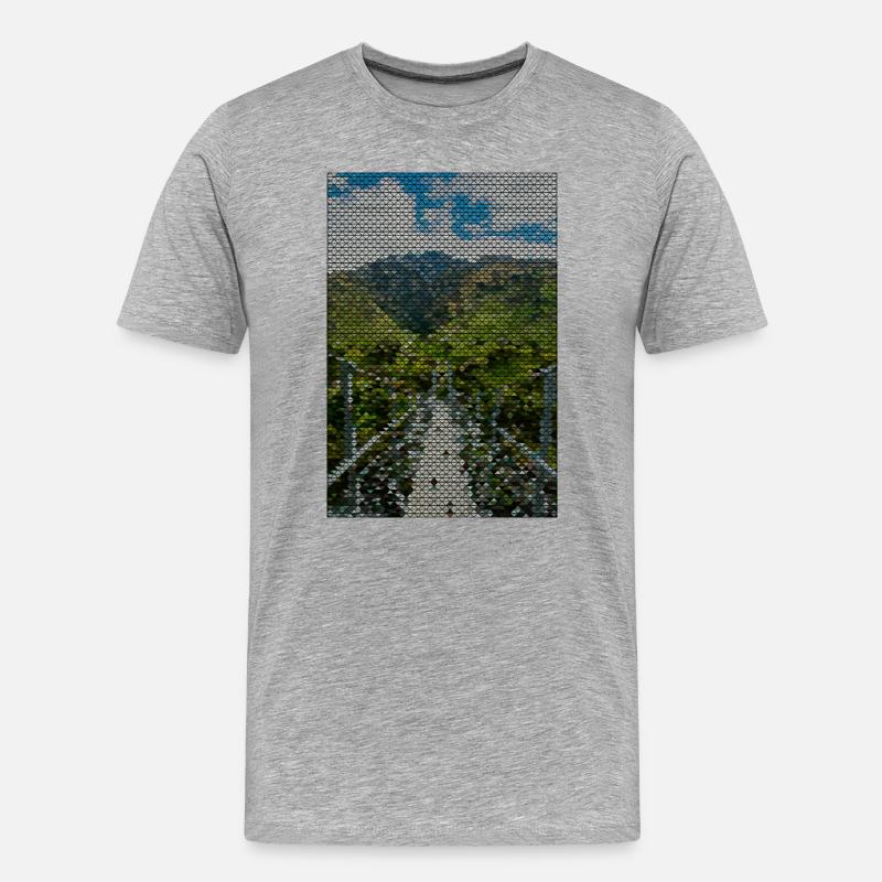 Geometrischer Landschaftspfad - Männer Premium Bio T-Shirt - Grau meliert