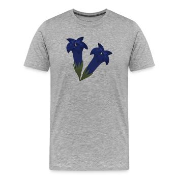 Fleurs de gentiane - T-shirt bio Premium Homme - gris chiné - Devant - Damien (186cm)