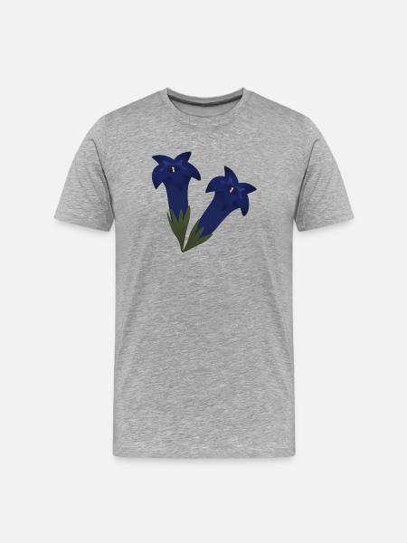 Enzianblüten - Männer Premium Bio T-Shirt - Grau meliert