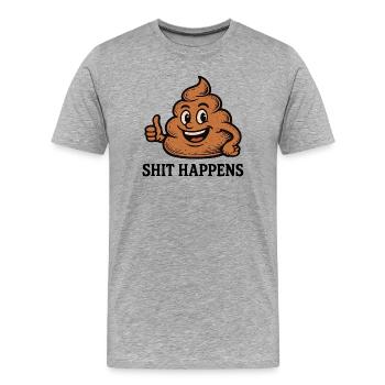 Shit Happens Funny Poop Pile Chemise Fun - T-shirt bio Premium Homme - gris chiné - Devant - Damien (186cm)