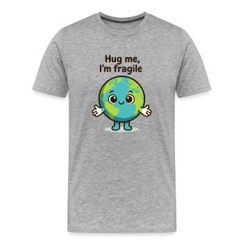 Fragile Earth Hug Me - Men's Premium Organic T-Shirt - heather grey - Front - Damien (186cm)