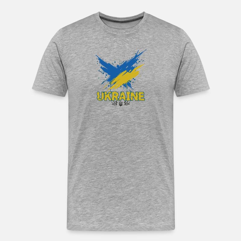 Drapeau de l’Ukraine Splash Art - T-shirt bio Premium Homme - gris chiné