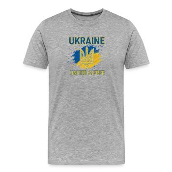 Ukraine Unity and Freedom - Men's Premium Organic T-Shirt - heather grey - Front - Damien (186cm)