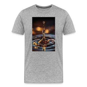 Golden Water Drop Splash - Men's Premium Organic T-Shirt - heather grey - Front - Damien (186cm)