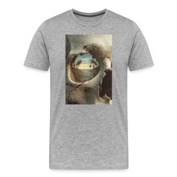 Tropical Island in Skull - Men's Premium Organic T-Shirt - heather grey - Front - Damien (186cm)