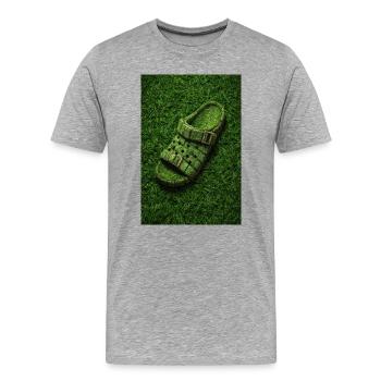 Eco Grass Sandal Design - Men's Premium Organic T-Shirt - heather grey - Front - Damien (186cm)