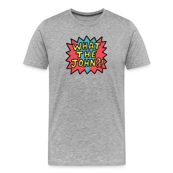 Qu’est-ce que c’est que John ?? - T-shirt bio Premium Homme - gris chiné - Devant - Damien (186cm)