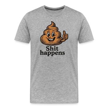 Shit Happens Funny Poop Pile Fun Shirt - Men's Premium Organic T-Shirt - heather grey - Front - Damien (186cm)