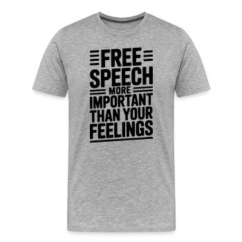 Meinungsfreiheit wichtiger als Gefühle - Männer Premium Bio T-Shirt - Grau meliert - Vorne - Damien (186cm)
