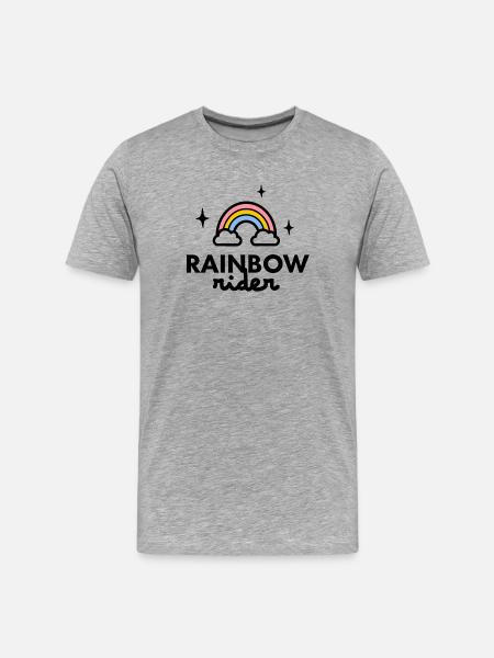 Logo des Regenbogenfahrers - Männer Premium Bio T-Shirt - Grau meliert
