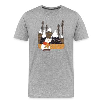 Winterwald mit Eisbär - Männer Premium Bio T-Shirt - Grau meliert - Vorne - Damien (186cm)